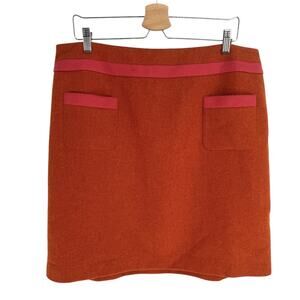 Boden Womens 18L 18 Rust Orange Pink Trim Wool A-line Skirt Lined Beautiful